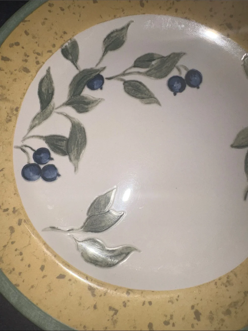 Replacement Blueberry Motif Ceramic Salad/Desert  Plate with Yellow & Green Rim